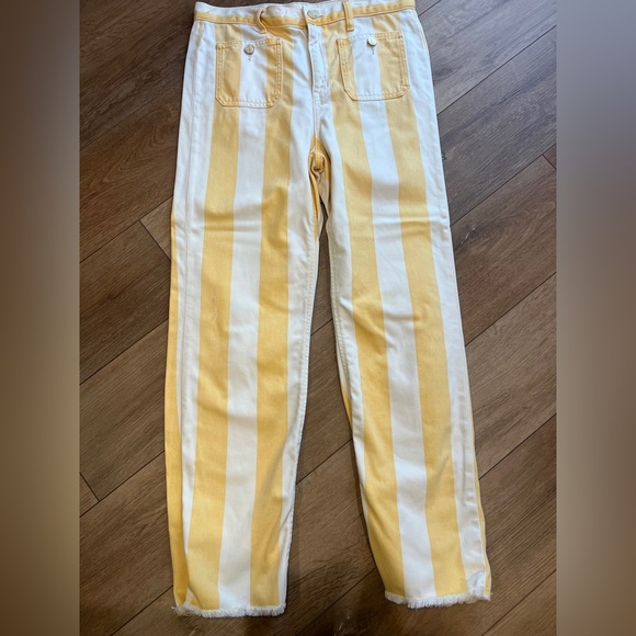 J. Crew Cream and Yellow Relaxed Demi-Boot Pants 29T - Picture 5 of 6